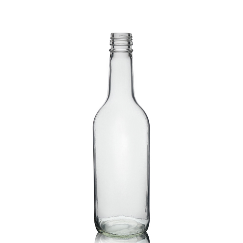 clear glass drinks bottles