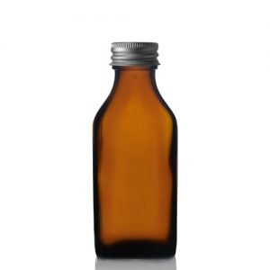 100ml Amber Rectangular Bottle with Screw Cap