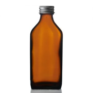 200ml Amber Rectangular Bottle with Screw Cap