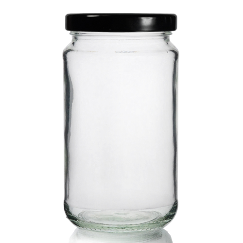 16oz Classic Glass Pickle Jar With Twist Off Lid Ideon Packaging   16oz Pickle Jar W Black Lid 