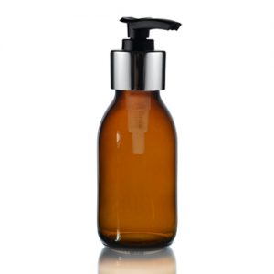 100ml Amber Sirop Bottle with Standard Lotion Pump