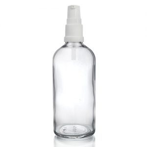 100ml Clear Glass Dropper Bottle w Lotion White