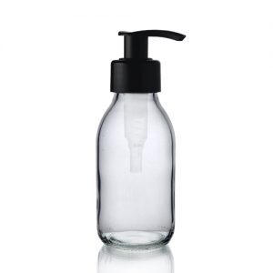100ml Clear Glass Sirop Bottle with Black Lotion Pump