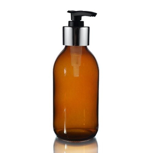 200ml Amber Sirop Bottle with Standard Lotion Pump