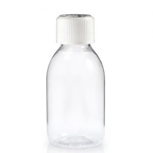 100ml Clear Plastic Medicine Bottle with child safe cap