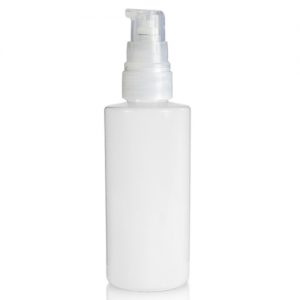 100ml White Glossy Bottle Natural Lotion Pump Cap