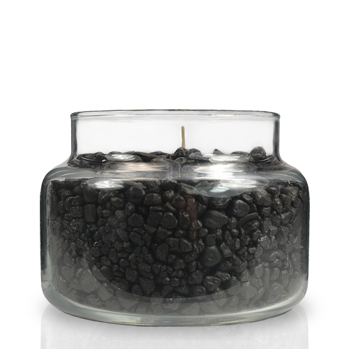 filled glass candle jar