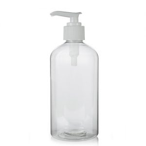 250ml Clear plastic bottle with soap pump