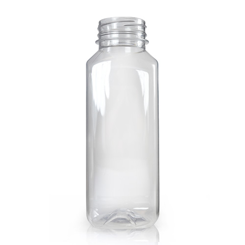 330ml Square Plastic Juice Bottle - 38mm Neck - ideon.co.uk