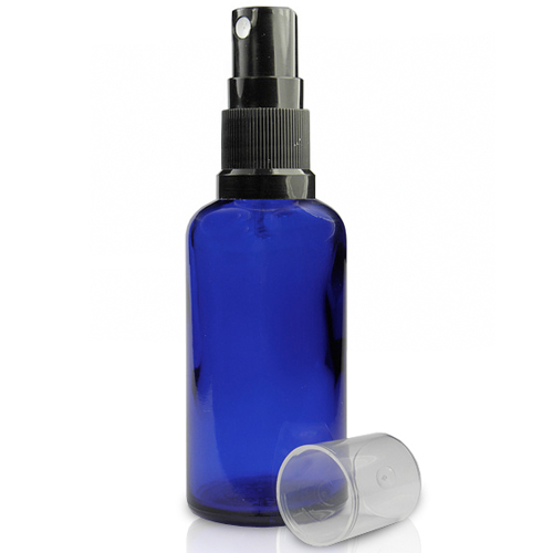 50ml Blue Glass Dropper Bottle With Spray