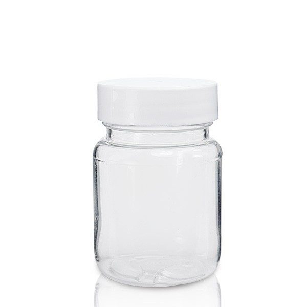 65ml Clear Plastic Jar And White Screw Lid