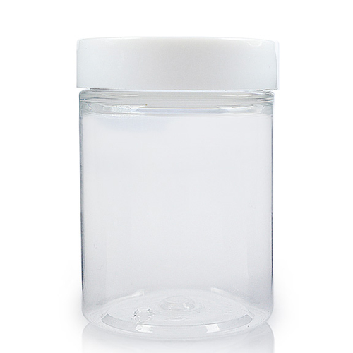 Ampulla Ltd 25ml Cylindrical Plastic Jar & 48mm Screw Cap (Choose Your Cap Colour: Black)