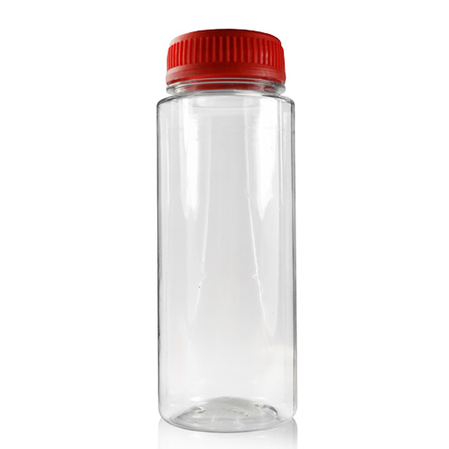 150ml Slim Plastic Juice Bottle with Red Lid