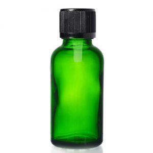 30ml Green Glass Dropper Bottle And Child Resistant Cap