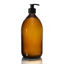 1000ml Amber Glass Sirop Bottle w Lotion Black