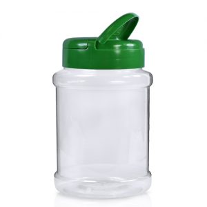 330ml Plastic Spice Jar Recessed with Green Flapper Cap