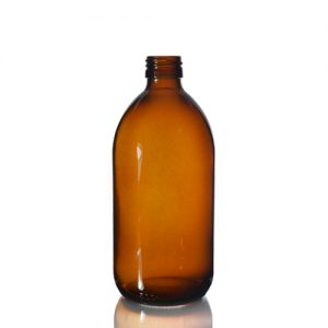 500ml Amber Glass Sirop Bottle w Lotion Empty