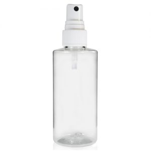 100ml Clear PET Tubular Bottle w White Atomiser Spray