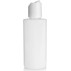 100ml White plastic bottle with disc cap