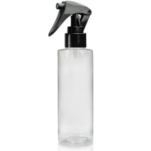 150ml Clear PET Tubular Bottle w Black Mini Trigger