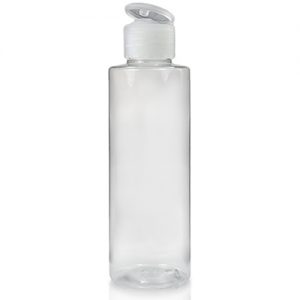 150ml Clear PET Tubular Bottle w Natural Flip Top Cap
