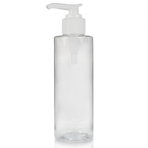 150ml Clear PET Tubular Bottle w White Lotion Pump