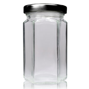 190ml Hexagonal Glass Jar & 58mm Twist-Off Lid