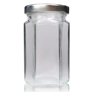 190ml Hexagonal Glass Jar & 58mm Twist-Off Lid