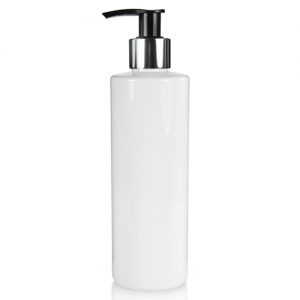 250ml Glossy White Plastic Bottle And Premium Pump