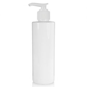 250ml Glossy White Plastic Bottle And Lotion Pump
