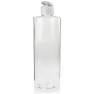 500ml Clear PET Tubular Bottle w Natural Flip Top Cap