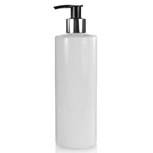 500ml White Plastic Bottle With Silver Pump
