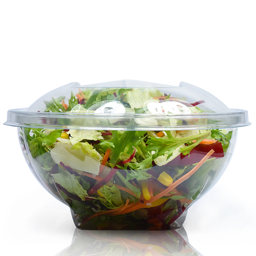 1000cc Clear Round Salad Bowl With Hinged Lid - Ideon.co.uk