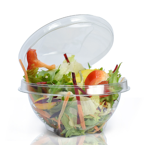 Plastic Hinged Salad Bowl PET Round Shape 250ml (300 Units)