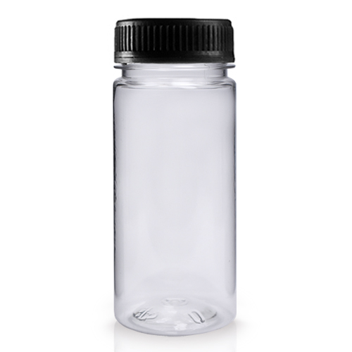100ml Clear Slim Juice Bottle w Black Cap