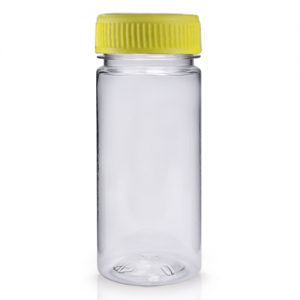 100ml Clear Slim Juice Bottle w Yellow Cap