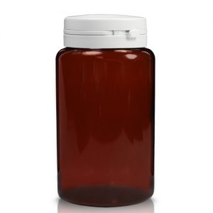 150ml Amber plastic pill jar with lid