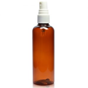 100ml amber plastic bottle w spray