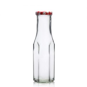 250ml Glass Sauce Bottle With Gingham Lid