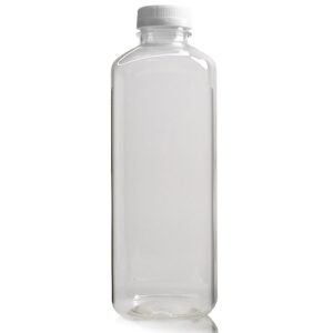 1000ml Clear PET Square Plastic Juice Bottle & 38mm T/E Cap