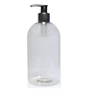 500ml PET boston bottle with b silver pump