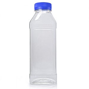 500ml Square PET Juice Bottle w blue