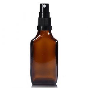 30ml Amber Glass Rectangular Bottle & Atomiser Spray