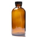 200ml Amber glass Boston Bottle with black screw cap