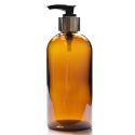 300ml Amber Boston bottle w silver pump