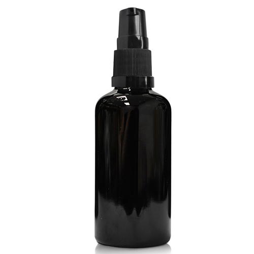 50ml black dropper bottle with black pump