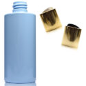 100ml Blue Plastic Bottle With Gold Disc Top Cap