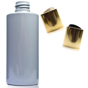 100ml Grey Plastic Bottle With Gold Disc Top Cap