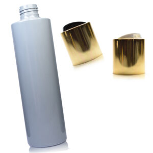 250ml Grey Plastic Bottle With Gold Disc Top Cap