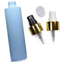 250ml Blue Plastic Bottle With Gold Atomiser Spray